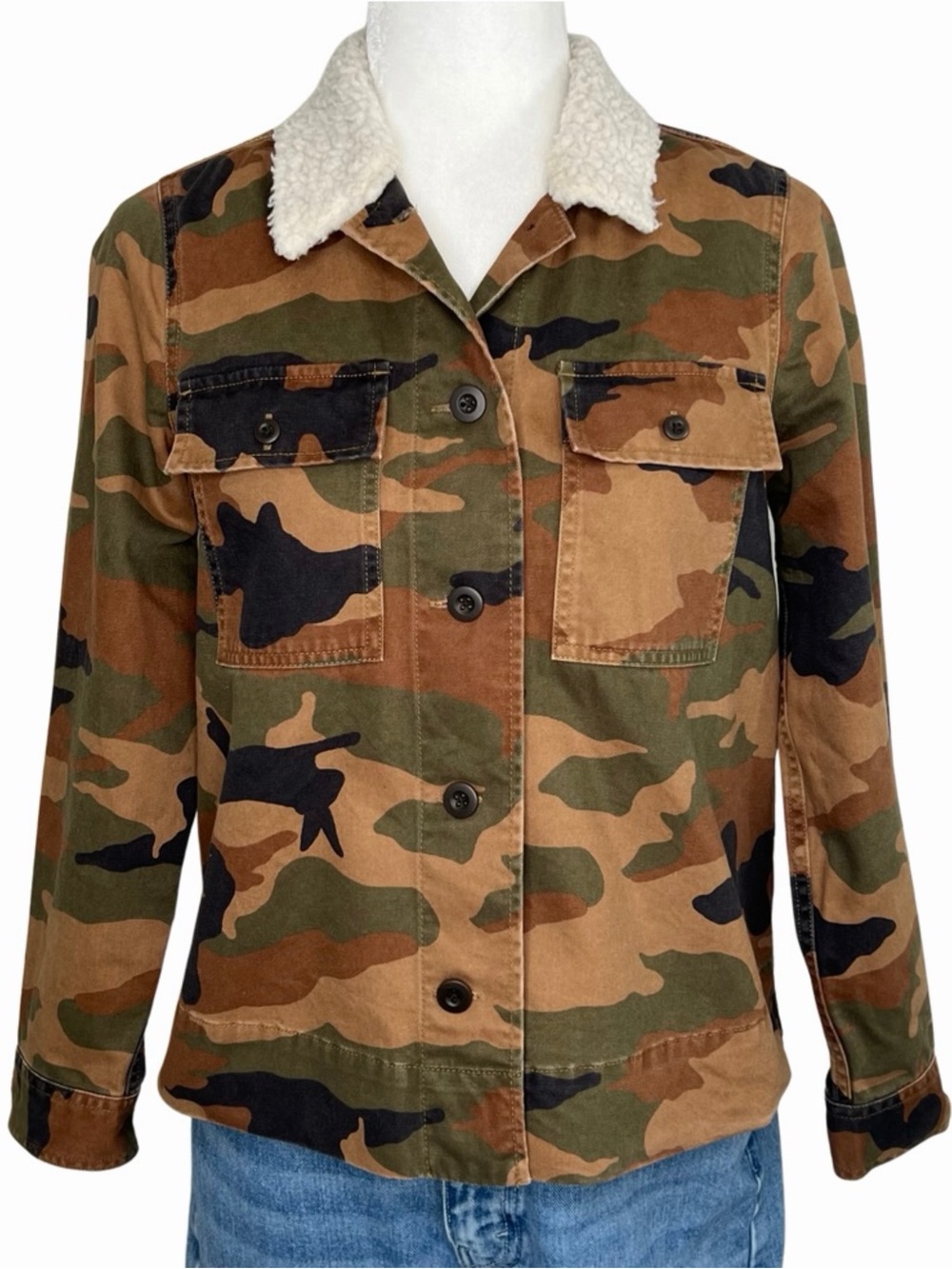 Madewell Army Jacket Northward Cropped Cottontail Camo Sherpa Edition Brown XXS